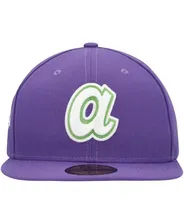 Головной убор для мужчин New Era Atlanta Braves с лаймовым прямоугольным патчем 59FIFTY Purple